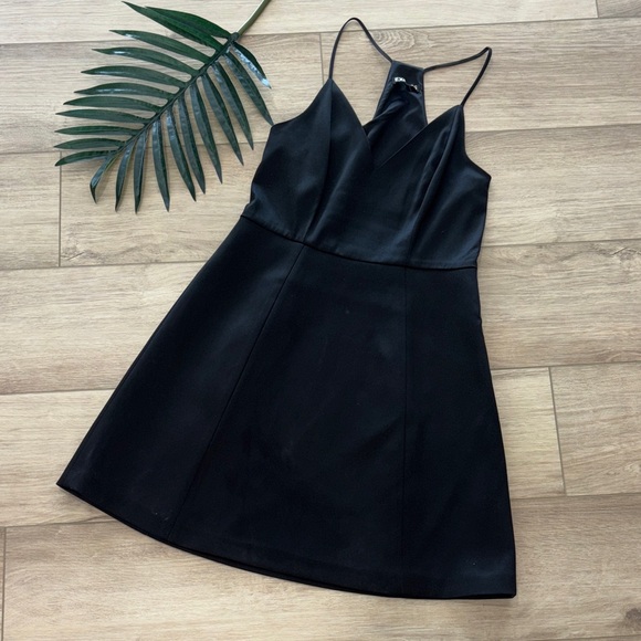 Express Dresses & Skirts - Express black fit-and-flare mini dress V-neck and cross-back spaghetti straps 2